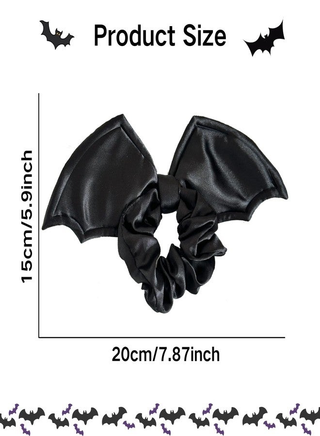 AIUPUOC Halloween Bat Hair Scrunchies for Women Goth Hair Accessories Black Bats Headbands Elastic Hair Ties Black Bat Scrunchies Gothic Hairband Cute Halloween Rubber Band Party Supplies - Image 2